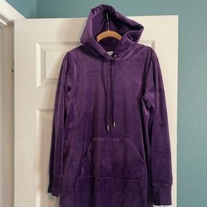Calvin Klein purple velour hooded tunic medium